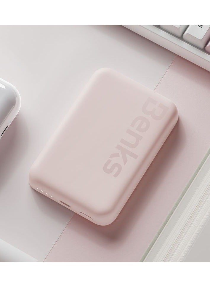 BENKS Mαgsafe Power bank 6000 mAh, Magnetic Wireless Mini Power Bank Battery with USB C Cable, External MαgSafe Battery for iPhone 15/14/13/12 Series, Pink - Image 2