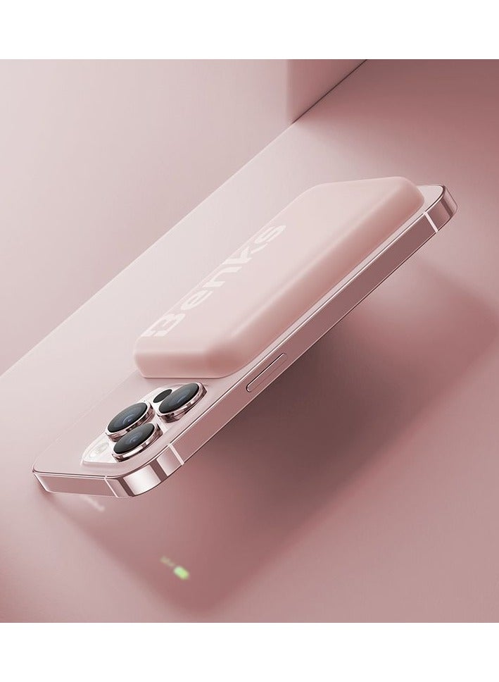BENKS Mαgsafe Power bank 6000 mAh, Magnetic Wireless Mini Power Bank Battery with USB C Cable, External MαgSafe Battery for iPhone 15/14/13/12 Series, Pink - Image 4