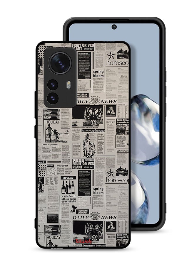 Tolwak Xiaomi 12X Protective Case Cover Newspaper Recording - Image 1