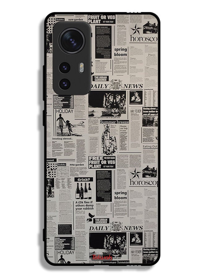 Tolwak Xiaomi 12X Protective Case Cover Newspaper Recording - Image 2
