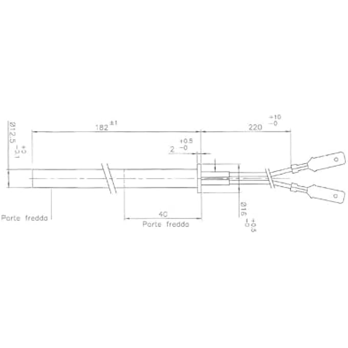 GLOW PLUG IGNITION RESISTOR PELLET STOVE 350 W LONG 182 MM AND 180 MM STOP FOR THERMOROSSI - Image 2