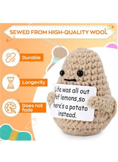RATSAW Funny Positive Potato Cute Wool Knitting Doll with Positive Card Positivity Affirmation Cards Funny Knitted Potato Doll Gift Decoration  - Image 3