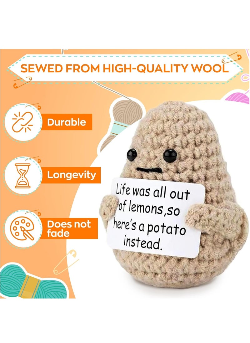 RATSAW - Funny Positive Potato Cute Wool Knitting Doll with Positive Card Positivity Affirmation Cards Funny Knitted Potato Doll Gift Decoration - Image 1