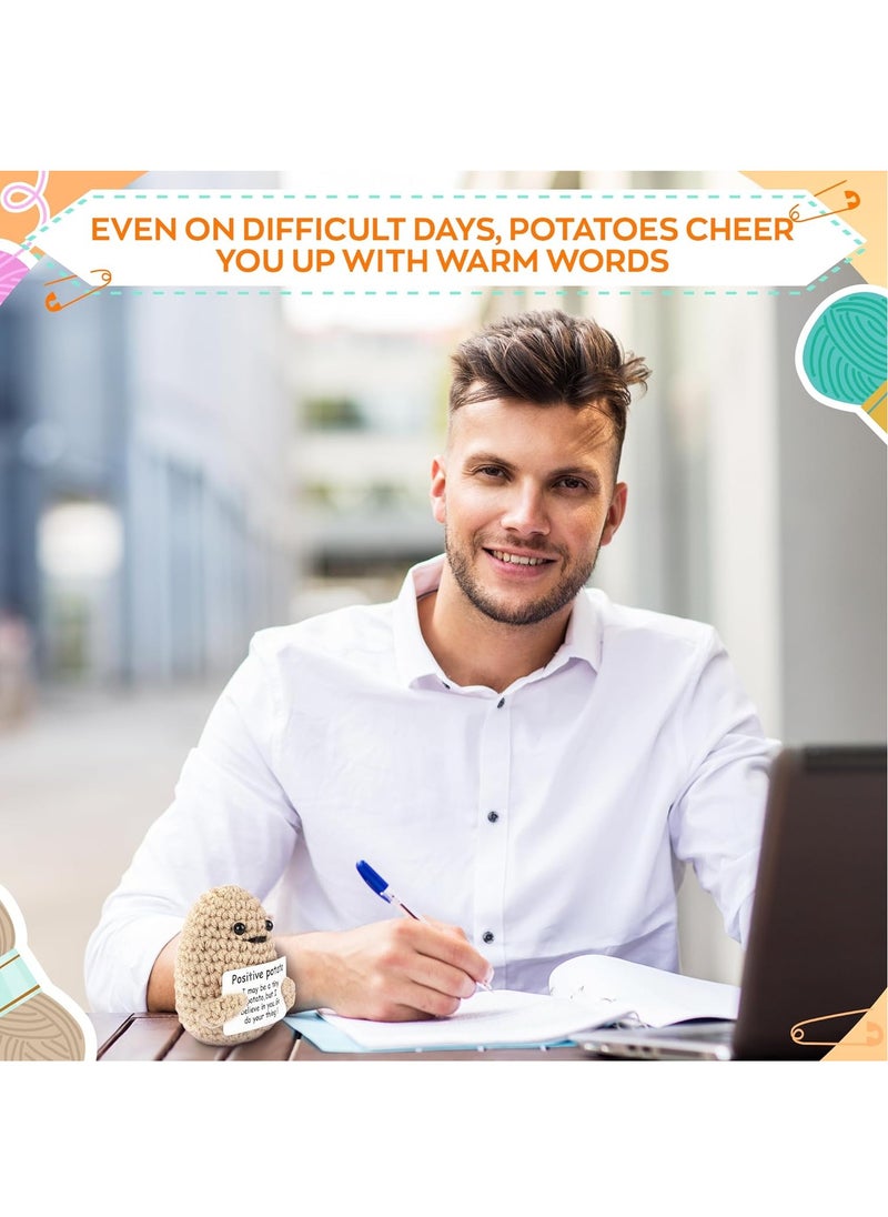 RATSAW - Funny Positive Potato Cute Wool Knitting Doll with Positive Card Positivity Affirmation Cards Funny Knitted Potato Doll Gift Decoration - Image 1