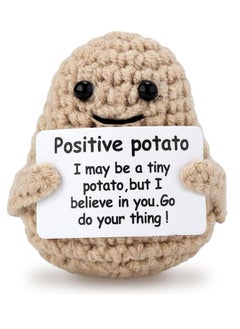 Funny Positive Potato Cute Wool Knitting Doll with Positive Card Positivity Affirmation Cards Funny Knitted Potato Doll Gift Decoration