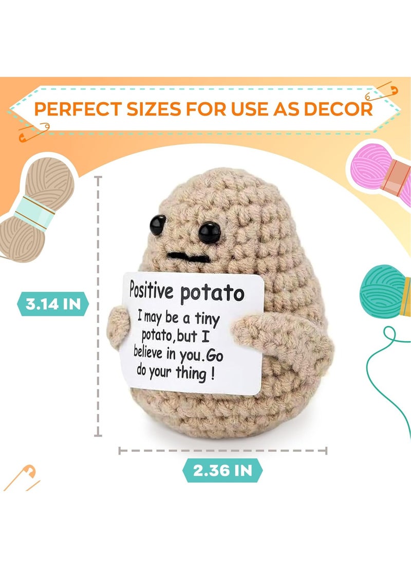 RATSAW - Funny Positive Potato Cute Wool Knitting Doll with Positive Card Positivity Affirmation Cards Funny Knitted Potato Doll Gift Decoration - Image 1