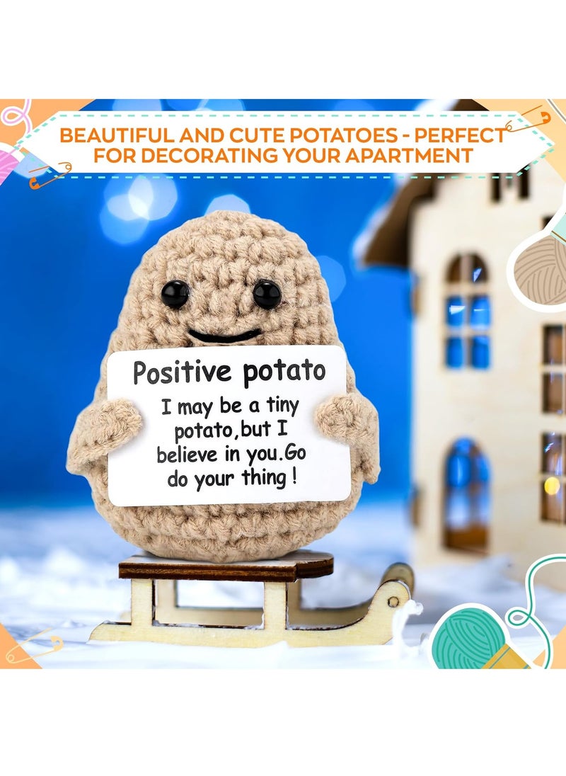 RATSAW - Funny Positive Potato Cute Wool Knitting Doll with Positive Card Positivity Affirmation Cards Funny Knitted Potato Doll Gift Decoration - Image 1