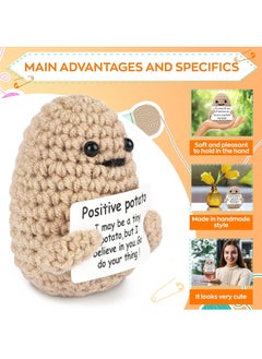 RATSAW Funny Positive Potato Cute Wool Knitting Doll with Positive Card Positivity Affirmation Cards Funny Knitted Potato Doll Gift Decoration  - Image 4