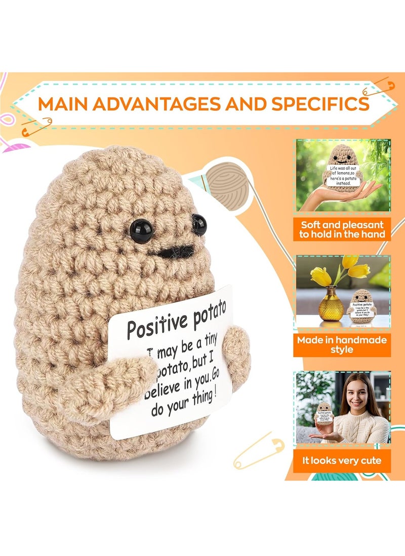 RATSAW - Funny Positive Potato Cute Wool Knitting Doll with Positive Card Positivity Affirmation Cards Funny Knitted Potato Doll Gift Decoration - Image 1