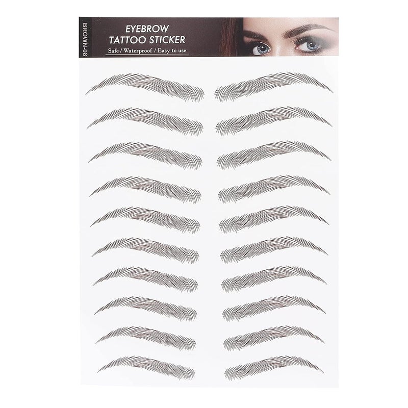 6D Eyebrow Sticker Professional Waterproof Eyebrow Transfer Sticker Eyebrow Makeup Tool for Women and Girls BrownBROWN08