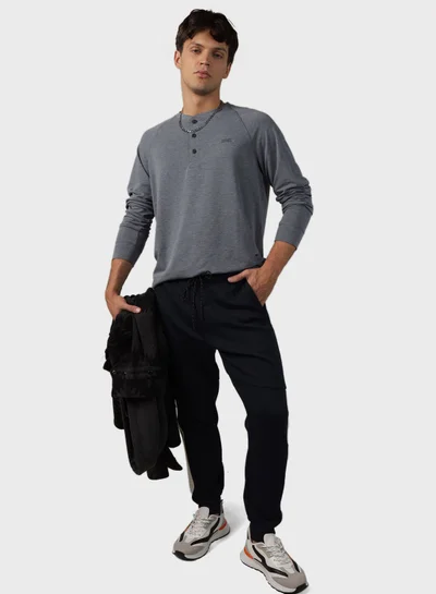American Eagle Logo Henley Thermal T-Shirt