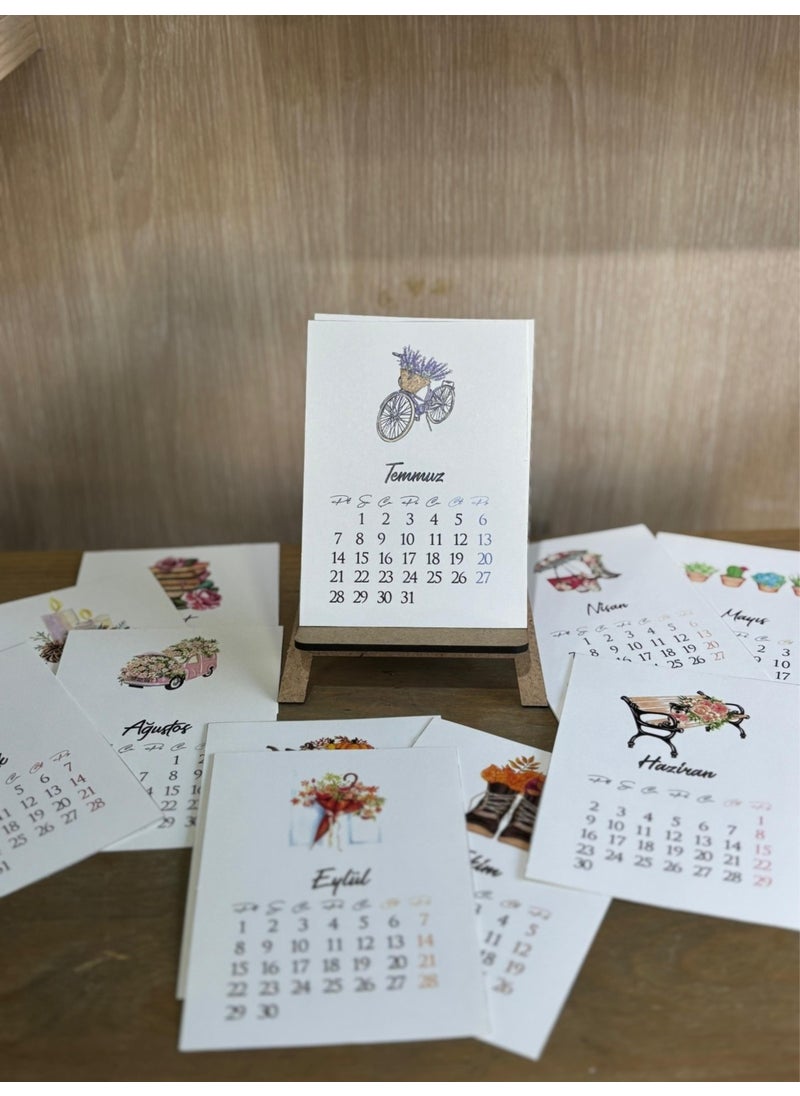 HSN Mini Wooden Easel New Year 2025 Desktop Calendar  - Image 1