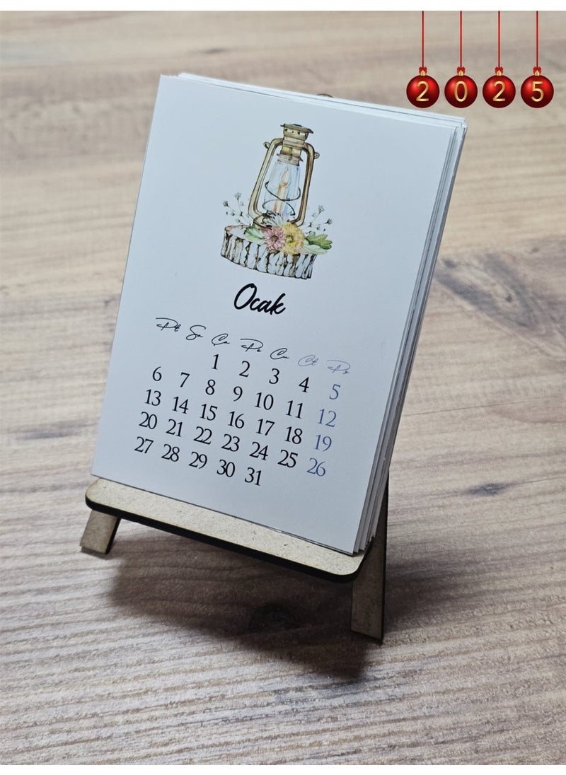 HSN Mini Wooden Easel New Year 2025 Desktop Calendar  - Image 3