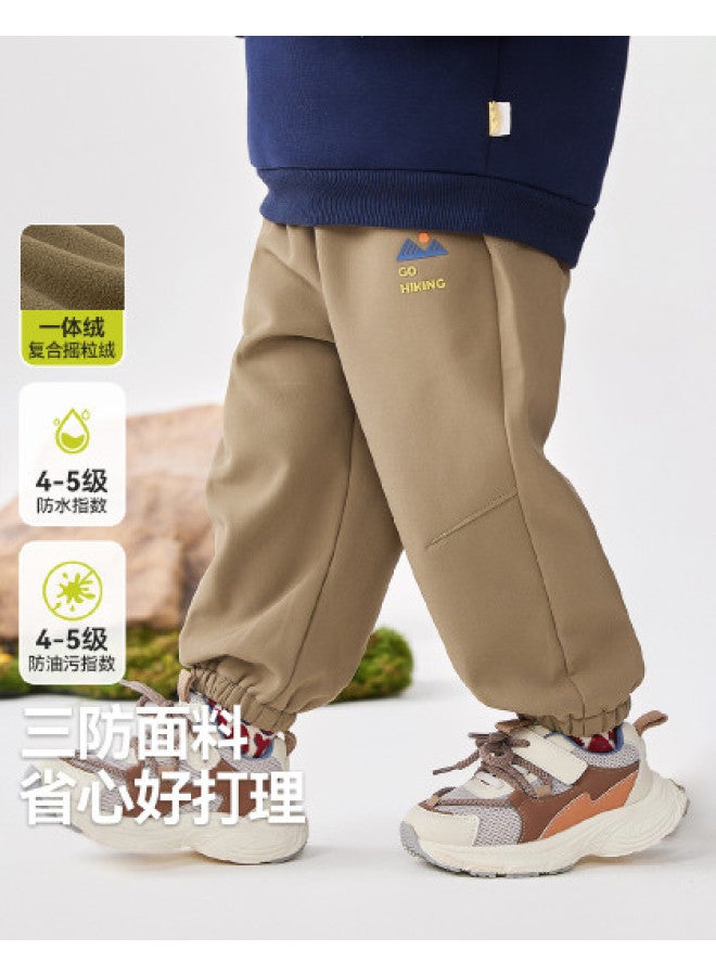 Doodle Home kids Cargo Pants Fleece-lined Winter Boys Camping Trousers Warm Girls Casual Pants Thickened - Image 1