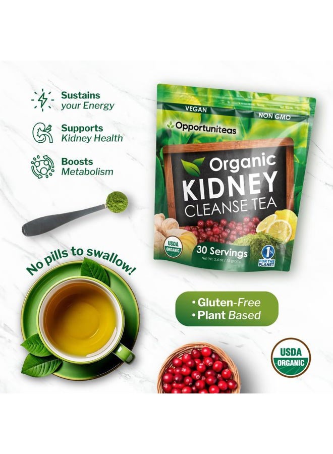 Opportuniteas Organic Kidney Cleanse Detox & Repair Tea - Matcha Green Tea, Cranberry, Lemon & Ginger. 4 Cleansing Superfoods for Drinks. Vegan & Non-GMO - 30 Servings - Image 4