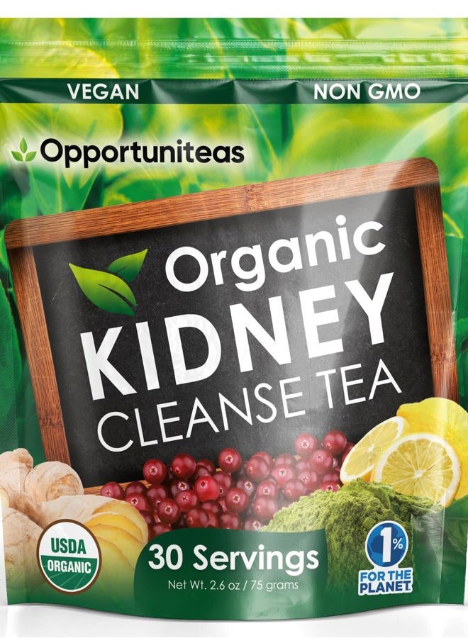 Opportuniteas Organic Kidney Cleanse Detox & Repair Tea - Matcha Green Tea, Cranberry, Lemon & Ginger. 4 Cleansing Superfoods for Drinks. Vegan & Non-GMO - 30 Servings - Image 1