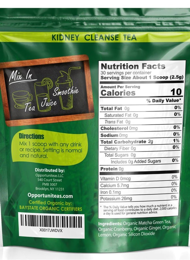 Opportuniteas Organic Kidney Cleanse Detox & Repair Tea - Matcha Green Tea, Cranberry, Lemon & Ginger. 4 Cleansing Superfoods for Drinks. Vegan & Non-GMO - 30 Servings - Image 2