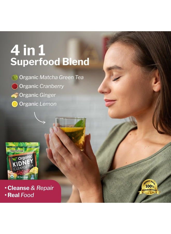 Opportuniteas Organic Kidney Cleanse Detox & Repair Tea - Matcha Green Tea, Cranberry, Lemon & Ginger. 4 Cleansing Superfoods for Drinks. Vegan & Non-GMO - 30 Servings - Image 3