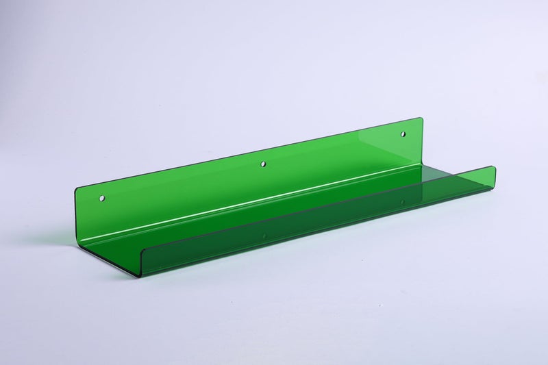 upsimples Acrylic Shelves for Wall Decor, 15" Display Shelf Perfume Organizer for Bathroom, Bedroom, Living Room, Floating Bookshelves for Kids, Clear Green, 4 Pack - Image 5