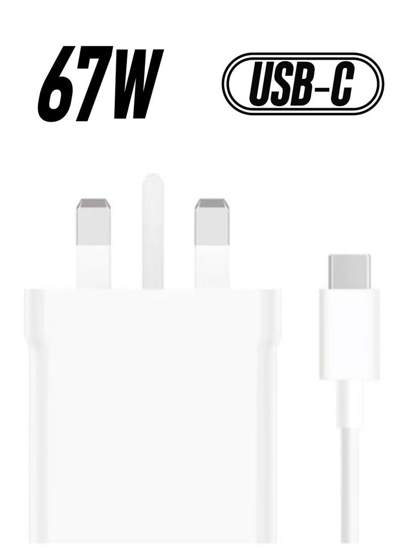 67W Charging Combo Type-A UK – Fast Charging Solution, Universal USB Port, White – High-Speed Power Delivery for Phones, Tablets, Laptops & More, Compact & Efficient UK Plug Charger