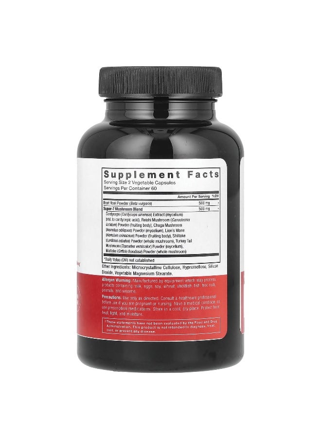 Force Factor, Beetroot + Mushrooms, 120 Vegetable Capsules