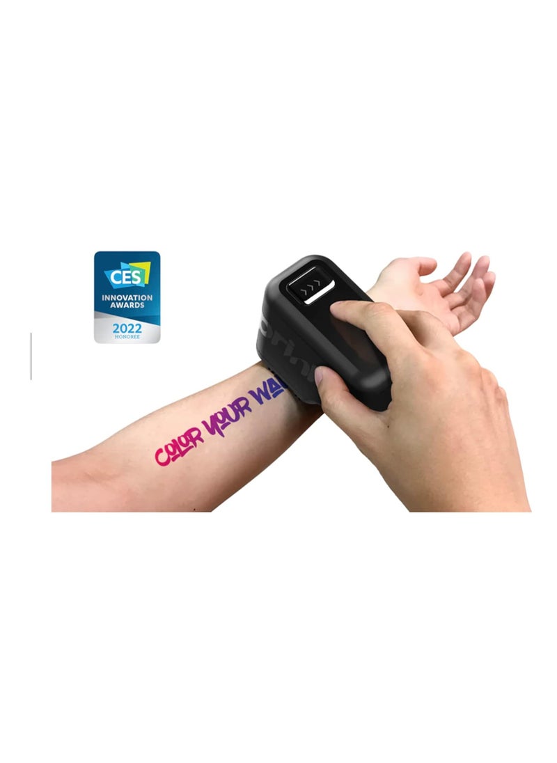 PRINKER COLOR YOUR WAY Prinker M Temporary Tattoo Device Package for Instant Custom Temporary Tattoos with Premium Cosmetic Full Compatible with iOS and Android devices, Prinker M with Full Color Ink