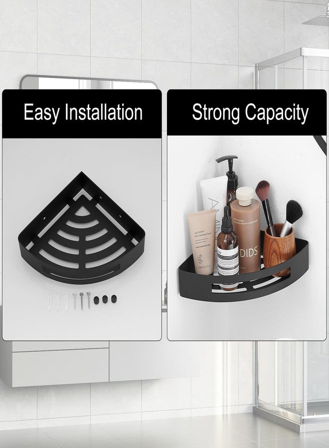 BWE Corner Shower Shelf, Rustproof Stainless Steel Shower Caddy, Wall Mount Bathroom Shower Organizer, Black Shower Shelves, Drilling Installation - Image 3