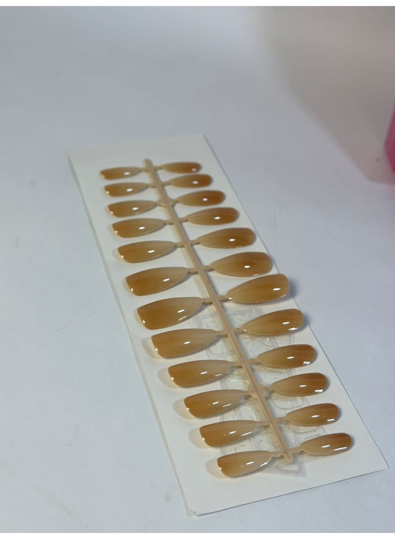 24 قطعة (1 ورقة) أظافر لوزية - أظافر لامعة، أظافر صناعية، تغطية كاملة، وصلات أظافر أكريليك، صالون احترافي وفن منزلي اصنعها بنفسك - Image 1