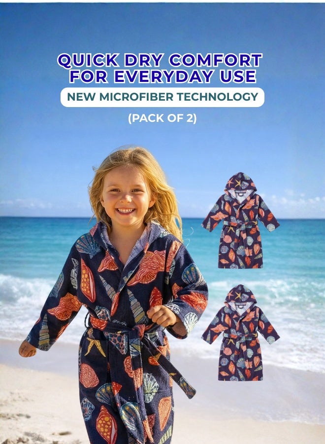 بيرل كوست انترناشيونال Kids Hooded Bathrobe – Quick Dry Microfiber Beach & Bath Robe for Boys & Girls, Soft Absorbent Swim Cover Up, Lightweight Pool & Home Use - Image 1
