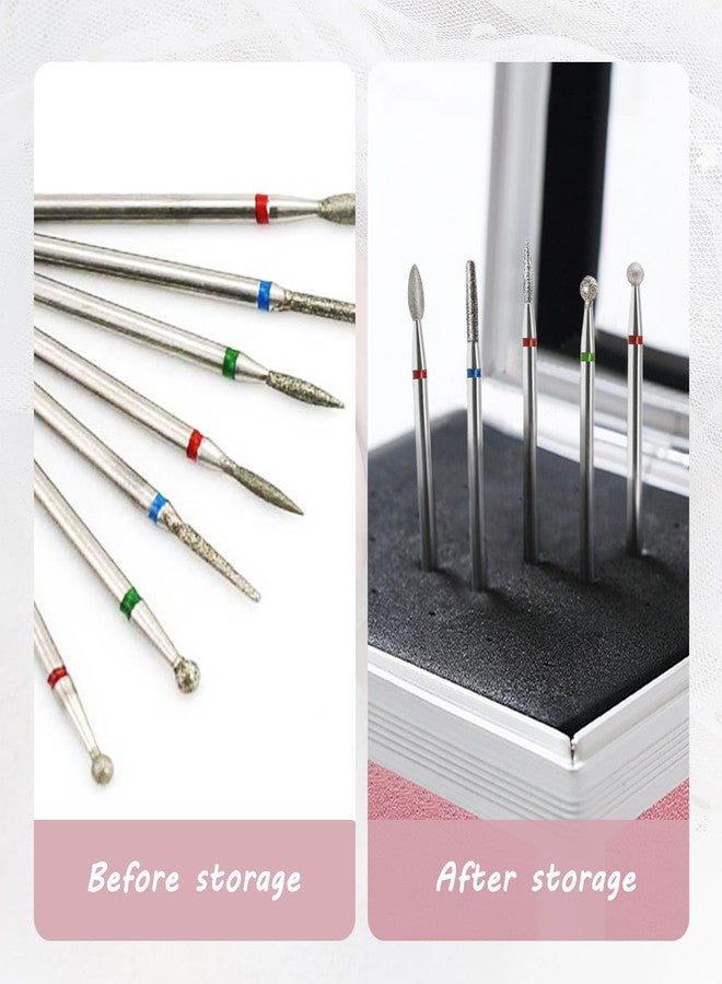 OLizee® 50 Holes Nail Drill Bits Holder with 7 Drill Bits Metal Nail Drill Tool Box Pink Nail Drill Bits Case Nail Drill Bits Organizer for Women Girls - Image 3