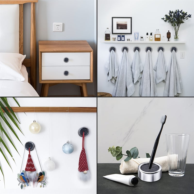 1/3/8pcs Kitchen Towel Holder, Self Adhesive Wall Dish Towel Hook, Round Wall Mount Towel Holder For Bathroom, Kitchen And Home, Wall, Cabinet, Garage, No Drilling Required - Image 2