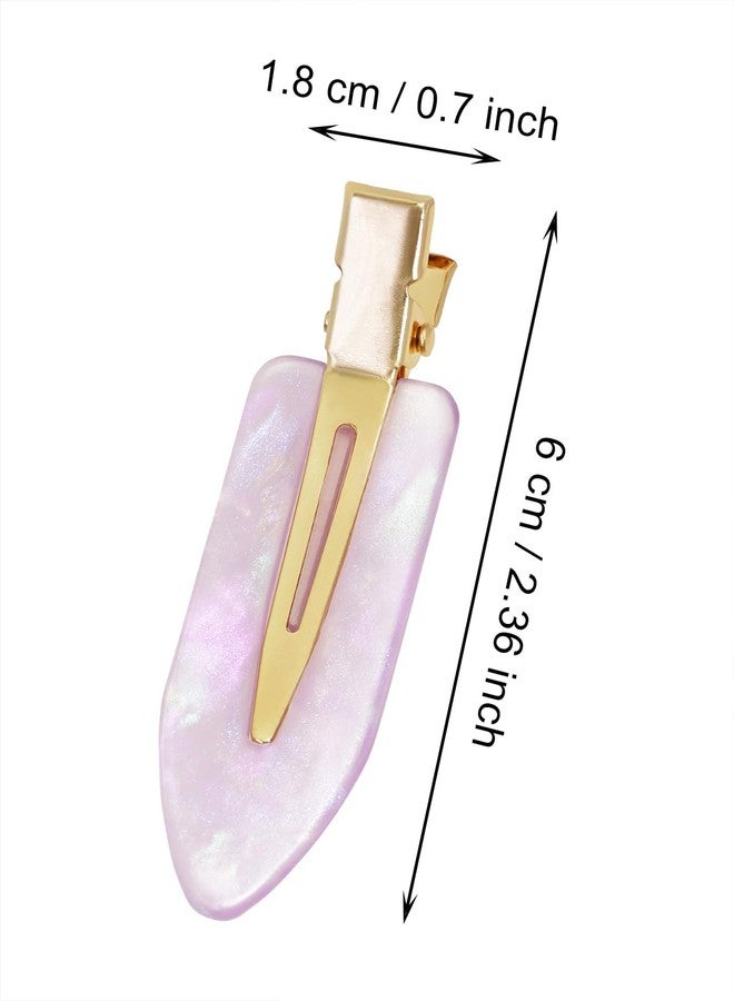 Mini Skater 2.36" Creaseless Hair Clips No Bend Resin Styling Duckbill Hair Barrettes No Crease Flat Clip for Women Hairstyle Bangs Waves Makeup Stylish Hairs Accessories, 2PCS (Pink & Purple) - Image 2