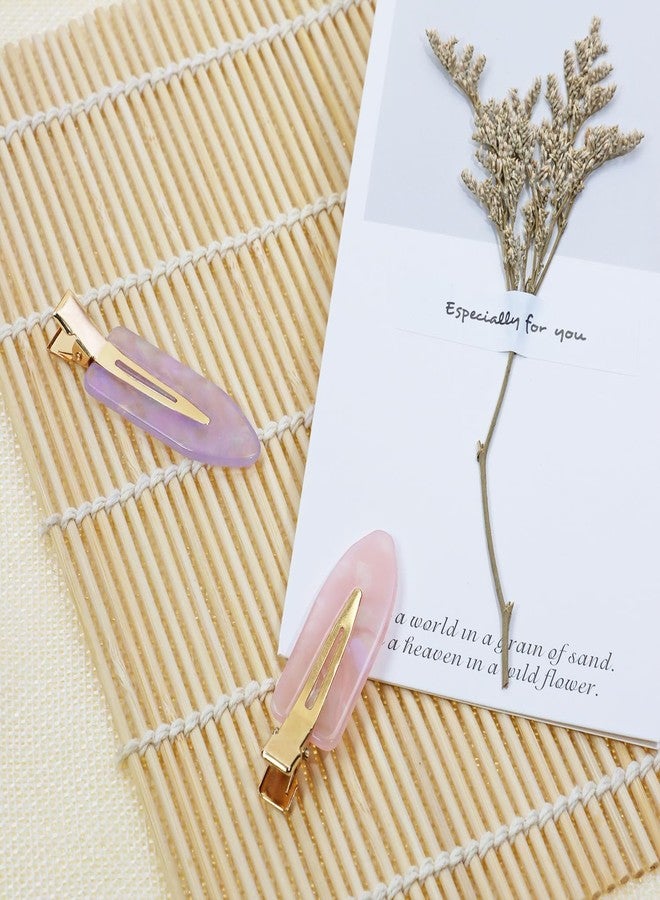 Mini Skater 2.36" Creaseless Hair Clips No Bend Resin Styling Duckbill Hair Barrettes No Crease Flat Clip for Women Hairstyle Bangs Waves Makeup Stylish Hairs Accessories, 2PCS (Pink & Purple) - Image 3