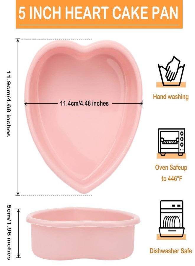 HEYTIMI 12 PCS Silicone Heart Shaped Cake Pans 5 Inches Mini Heart Shaped Cake Pans Nonstick Heart Baking Cake Mold for Birthday, Wedding (Pink) - Image 2