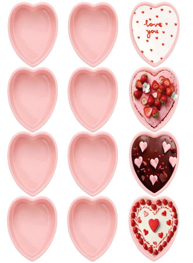 HEYTIMI 12 PCS Silicone Heart Shaped Cake Pans 5 Inches Mini Heart Shaped Cake Pans Nonstick Heart Baking Cake Mold for Birthday, Wedding (Pink) - Image 1