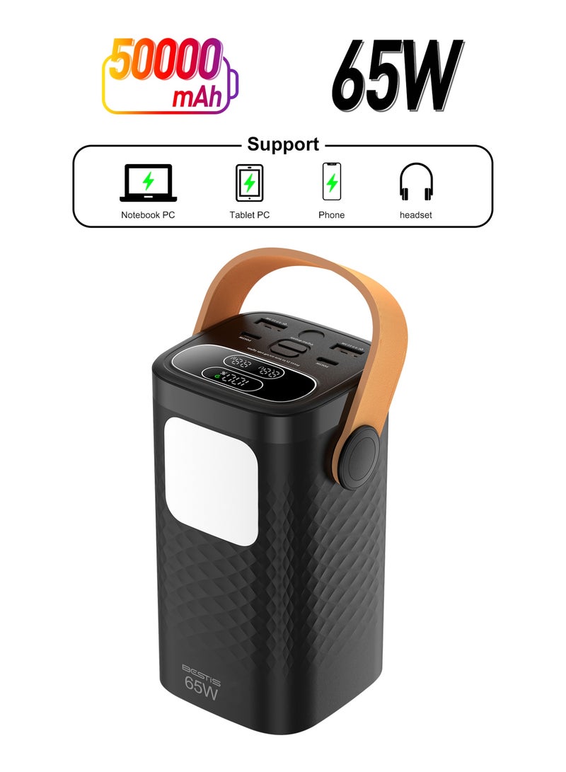 بيستيس  بطارية شحن محمولة بسعة عالية 50000 مللي أمبير · شحن سريع عالمي 65 واط PD · محطة طاقة بأربعة منافذ مع ضوء طوارئ مدمج - Image 1
