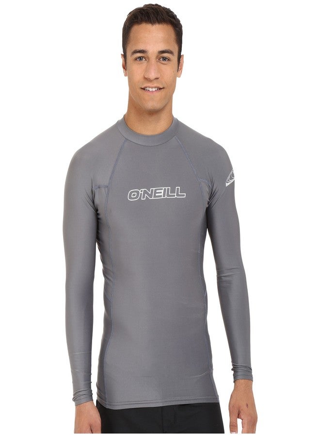 O'Neill Men's Basic Skins UPF 50+ Long Sleeve Rash Guard, Smoke, L - Image 2