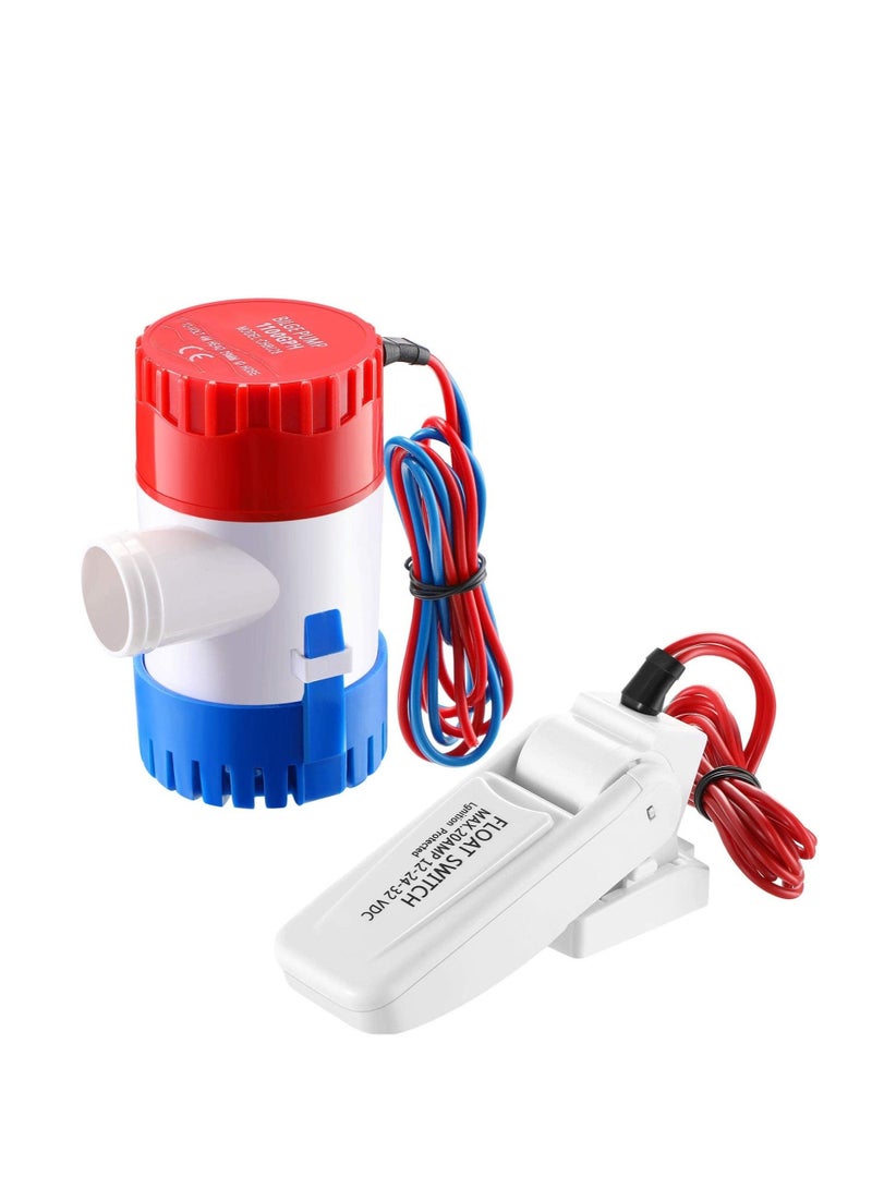 Boat Bilge Water Pump 12v 1100gph Automatic Marine Electric Bilge Pump for Ponds Pools Spas Silent Boat Caravan RV Submersible 2 Pieces - Image 1