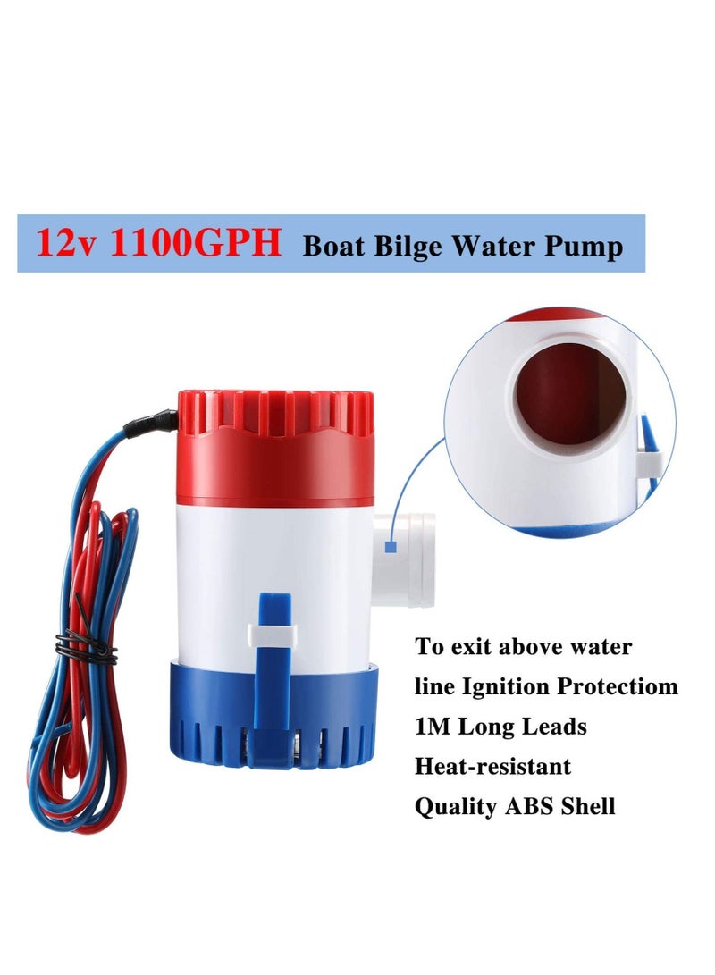 Boat Bilge Water Pump 12v 1100gph Automatic Marine Electric Bilge Pump for Ponds Pools Spas Silent Boat Caravan RV Submersible 2 Pieces - Image 2