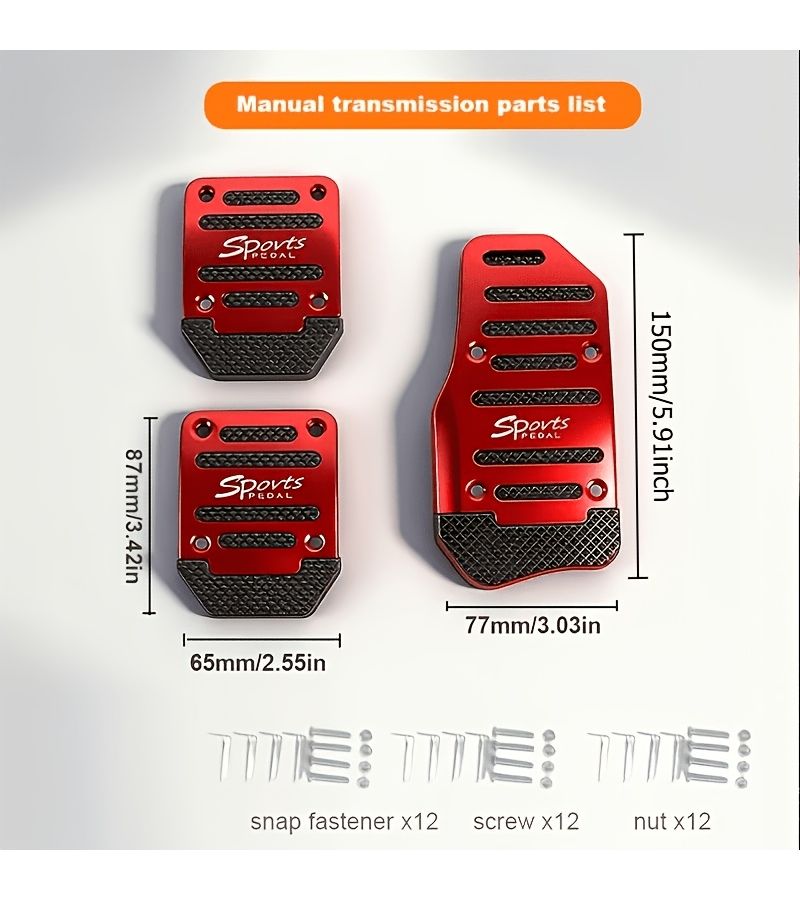 Shining Silvery 3 Pieces Manual Transmission Anti Slip Car Pedal Set Ergonomic Durable Lightweight Accelerator Brake Pedal Covers Interior Upgrade Stylish Metal Surface Compatible Most Vehicles - Image 3