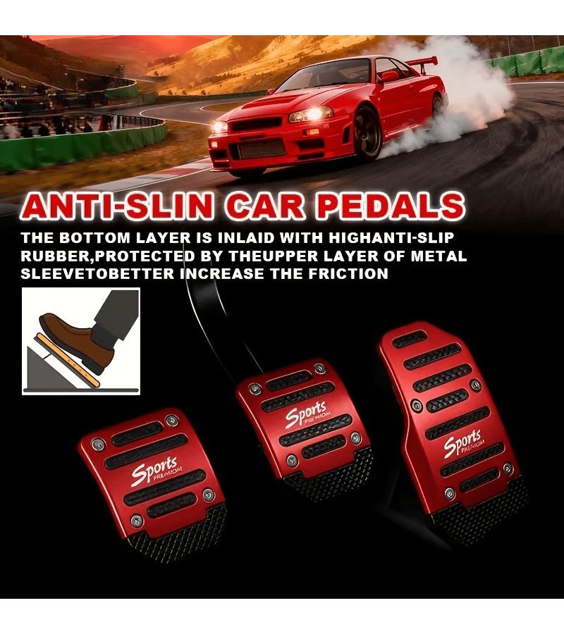 Shining Silvery 3 Pieces Manual Transmission Anti Slip Car Pedal Set Ergonomic Durable Lightweight Accelerator Brake Pedal Covers Interior Upgrade Stylish Metal Surface Compatible Most Vehicles - Image 1