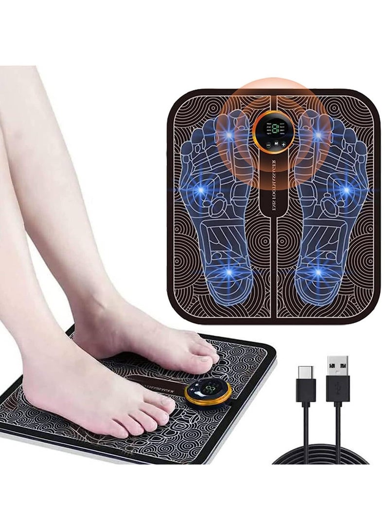 بساط تدليك القدم الحيوي EMS، بساط تدليك كهربائي محمول قابل للطي مع 6 أوضاع و9 مستويات كثافة، يخفف من تصلب العضلات ويخفف آلام القدمين والساقين، قابل لإعادة الشحن عبر USB - Image 1