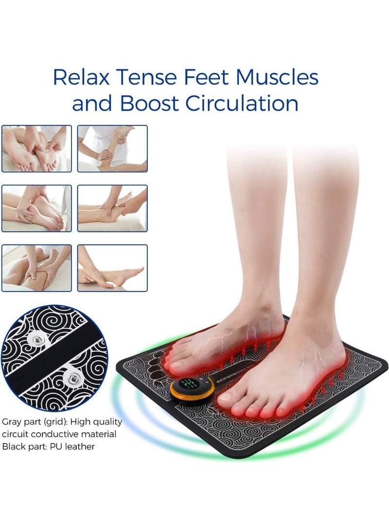 بساط تدليك القدم الحيوي EMS، بساط تدليك كهربائي محمول قابل للطي مع 6 أوضاع و9 مستويات كثافة، يخفف من تصلب العضلات ويخفف آلام القدمين والساقين، قابل لإعادة الشحن عبر USB - Image 4