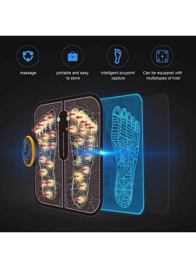 بساط تدليك القدم الحيوي EMS، بساط تدليك كهربائي محمول قابل للطي مع 6 أوضاع و9 مستويات كثافة، يخفف من تصلب العضلات ويخفف آلام القدمين والساقين، قابل لإعادة الشحن عبر USB - Image 5