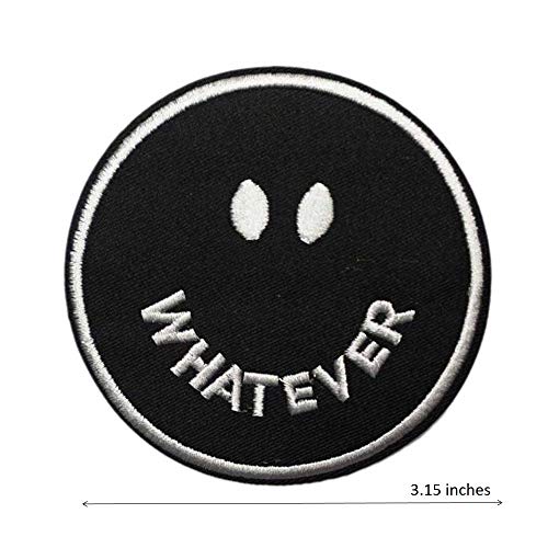 Cute-Patch Whatever Smile Face Embroidered Iron on sew on Patches Happy Face Stickers Labels - Image 2