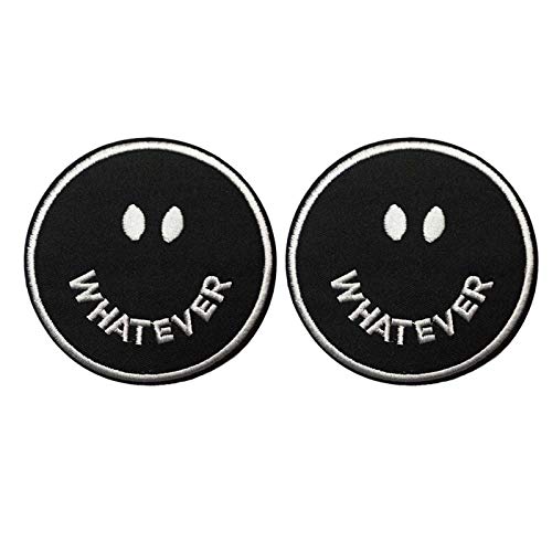 Cute-Patch Whatever Smile Face Embroidered Iron on sew on Patches Happy Face Stickers Labels - Image 1