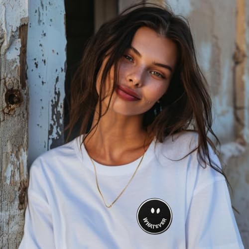 Cute-Patch Whatever Smile Face Embroidered Iron on sew on Patches Happy Face Stickers Labels - Image 3