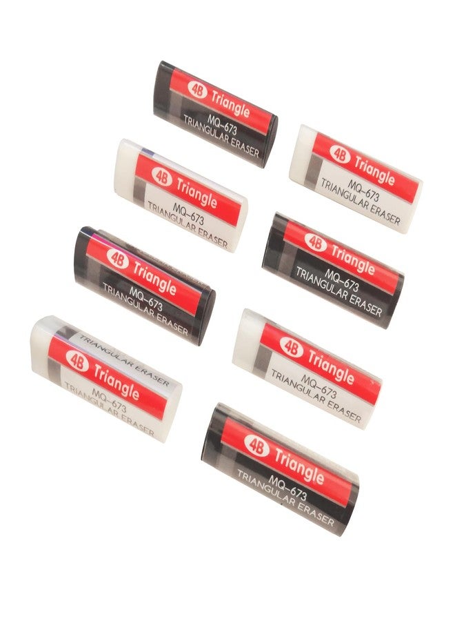 Dreamm Black White Erasers 8 Pack Pencil Erasers Triangle Erasers for Kids Bulk for Students School Supplies Office Prize Gifts (Black and White Triangle) - Image 1