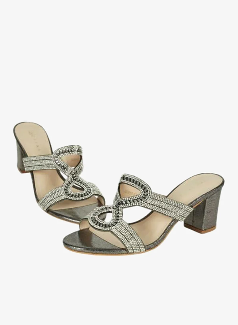 ZAYNA 221-226 Zayna Ladies Block Heel Sandals 2G5957-522 Pewter