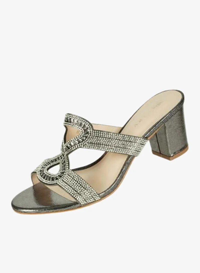 ZAYNA 221-226 Zayna Ladies Block Heel Sandals 2G5957-522 Pewter